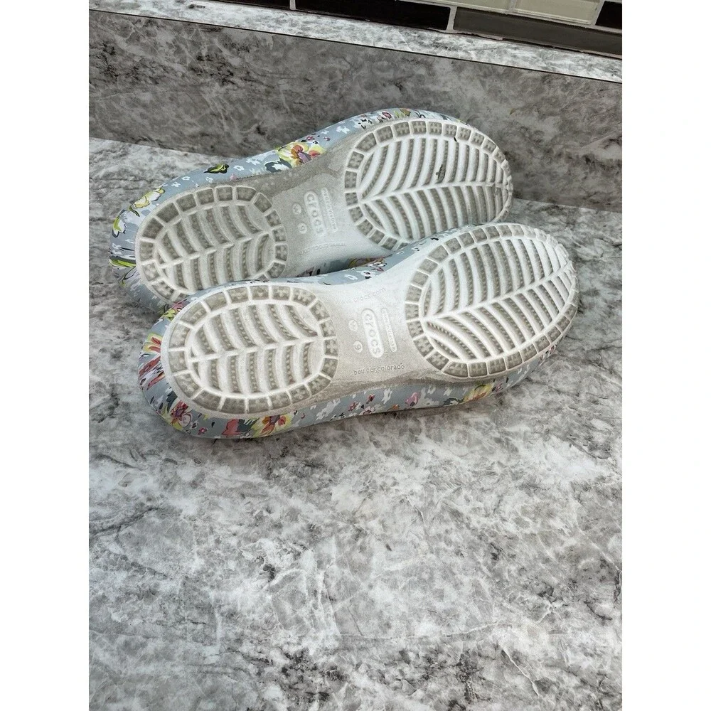 Vera Bradley X Crocs Kadee Flat Ballet Slip On Shoes Women's Sz 9 White Floral